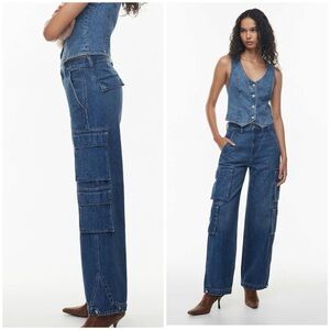 Aritzia Cargo Jean Denim Forum The '90s Millie Hi-Rise Size 26 Dark Wash Y2K